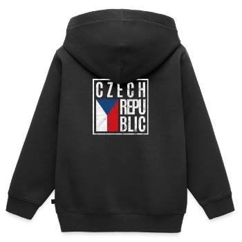 République tchèque - Sweat Premium à capuche zippé enfant bio - noir - Dos - AI Model Kid Male (0cm)