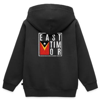 Timor oriental - Sweat Premium à capuche zippé enfant bio - noir - Dos - AI Model Kid Male (0cm)
