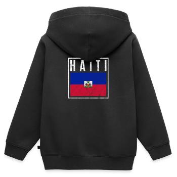 Haiti - Kinder Premium Organic Zip Hoodie - Schwarz - Hinten - AI Model Kid Male (0cm)