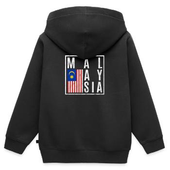 Malaysia - Kinder Premium Organic Zip Hoodie - Schwarz - Hinten - AI Model Kid Male (0cm)