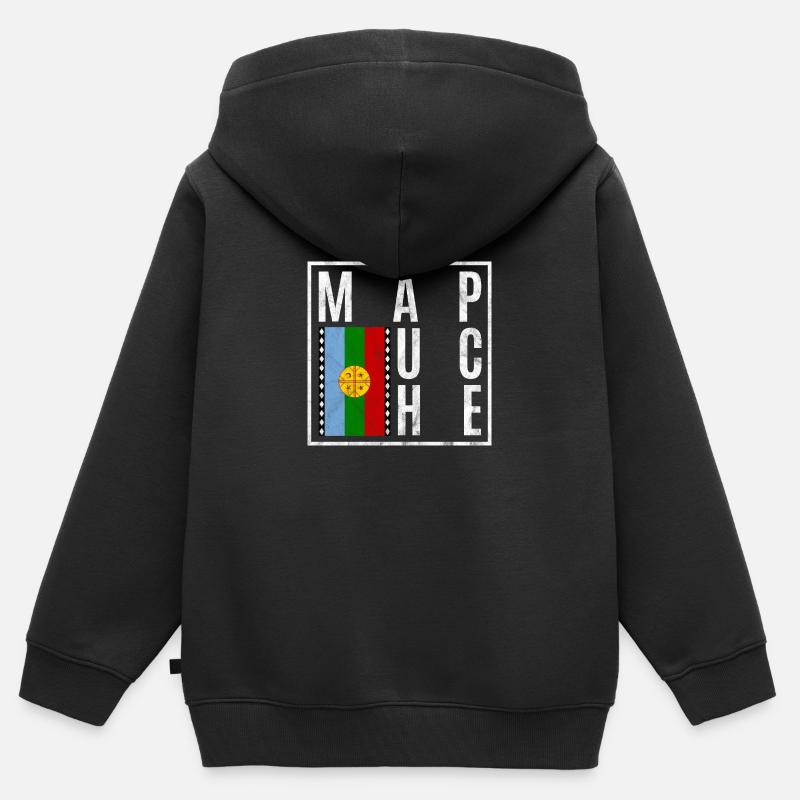 Mapuche - Premium børne zip-hættetrøje økologisk - sort
