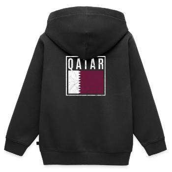 Qatar - Sweat Premium à capuche zippé enfant bio - noir - Dos - AI Model Kid Male (0cm)