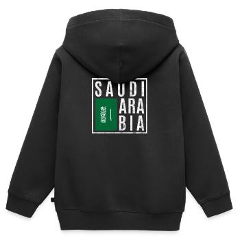 Saudi-Arabien - Kinder Premium Organic Zip Hoodie - Schwarz - Hinten - AI Model Kid Male (0cm)