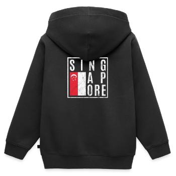 Singapour - Sweat Premium à capuche zippé enfant bio - noir - Dos - AI Model Kid Male (0cm)