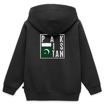 Pakistan - Kinder Premium Organic Zip Hoodie - Schwarz - Hinten - AI Model Kid Male (0cm)