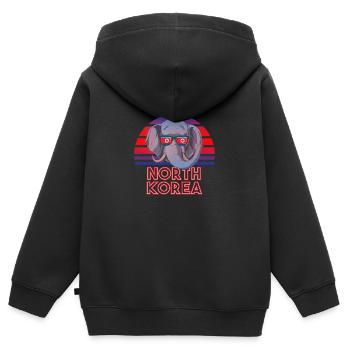 Corée du Nord - Sweat Premium à capuche zippé enfant bio - noir - Dos - AI Model Kid Male (0cm)