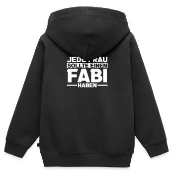 Fabian - Kinder Premium Organic Zip Hoodie - Schwarz - Hinten - AI Model Kid Male (0cm)
