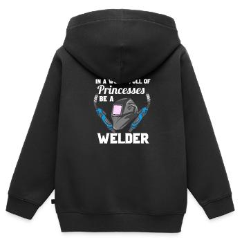 Be A Welder - Kinder Premium Organic Zip Hoodie - Schwarz - Hinten - AI Model Kid Male (0cm)