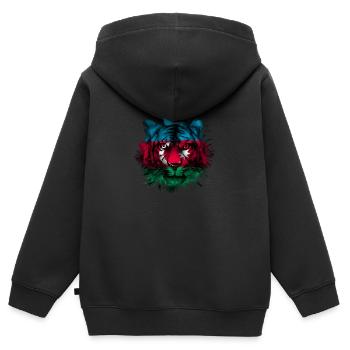 Aserbaidschan - Kinder Premium Organic Zip Hoodie - Schwarz - Hinten - AI Model Kid Male (0cm)