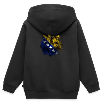 Bosnien und Herzegowina - Kinder Premium Organic Zip Hoodie - Schwarz - Hinten - AI Model Kid Male (0cm)