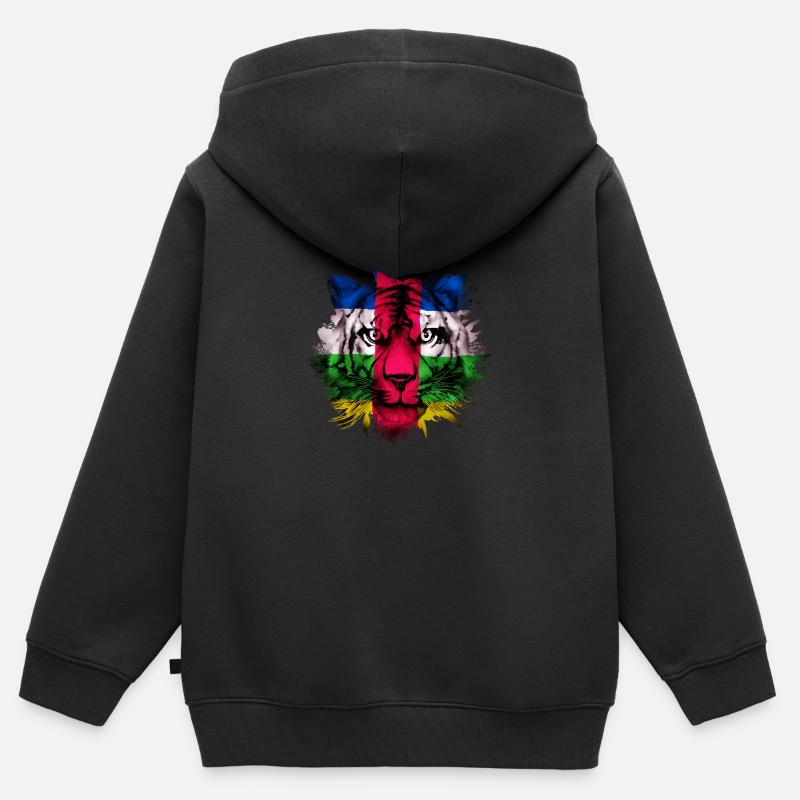 République centrafricaine - Sweat Premium à capuche zippé enfant bio - noir
