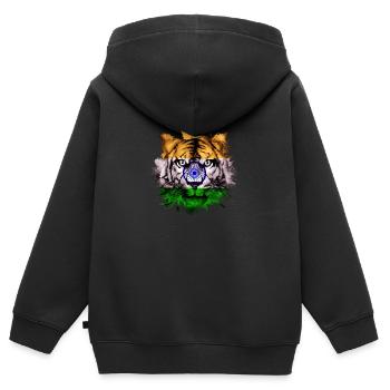 Indien - Kinder Premium Organic Zip Hoodie - Schwarz - Hinten - AI Model Kid Male (0cm)