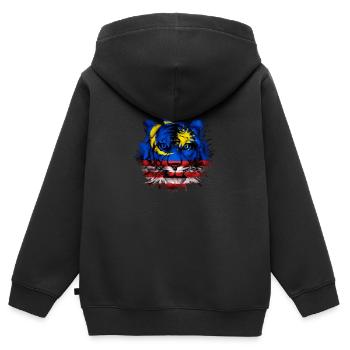 Malaysia - Kinder Premium Organic Zip Hoodie - Schwarz - Hinten - AI Model Kid Male (0cm)