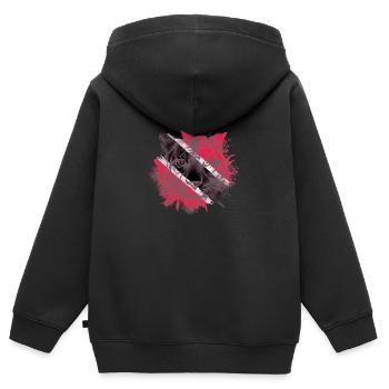 Trinité-et-Tobago - Sweat Premium à capuche zippé enfant bio - noir - Dos - AI Model Kid Male (0cm)