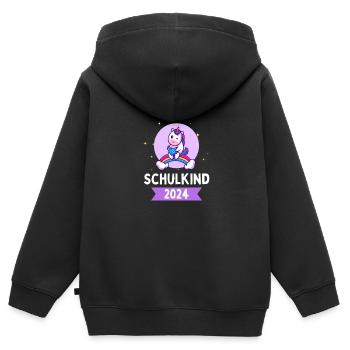 Schulkind 2024 Einhorn 1. Klasse Herz Einschulung - Kinder Premium Organic Zip Hoodie - Schwarz - Hinten - AI Model Kid Male (0cm)