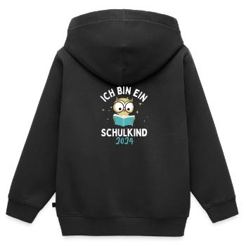 Schulkind 2024 Einhorn 1. Klasse Eule Einschulung - Kinder Premium Organic Zip Hoodie - Schwarz - Hinten - AI Model Kid Male (0cm)