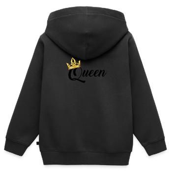 Queen - Kinder Premium Organic Zip Hoodie - Schwarz - Hinten - AI Model Kid Male (0cm)