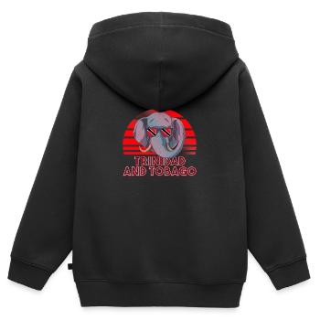 Trinité-et-Tobago - Sweat Premium à capuche zippé enfant bio - noir - Dos - AI Model Kid Male (0cm)
