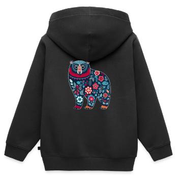 Russische Tradition Weihnachten - Kinder Premium Organic Zip Hoodie - Schwarz - Hinten - AI Model Kid Male (0cm)