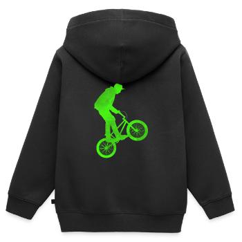 bmx - Kinder Premium Organic Zip Hoodie - Schwarz - Hinten - AI Model Kid Male (0cm)