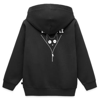 Introvertierte Katze Ew People - Kinder Premium Organic Zip Hoodie - Schwarz - Hinten - AI Model Kid Male (0cm)