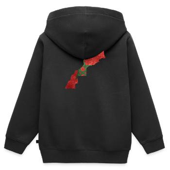 Maroc - frontière nationale dans le drapeau national - Sweat Premium à capuche zippé enfant bio - noir - Dos - AI Model Kid Male (0cm)