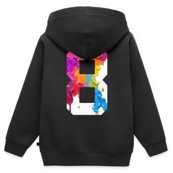 FARBIG NUMMER 8 BUNT 8. GEBURTSTAG - Kinder Premium Organic Zip Hoodie - Schwarz - Hinten - AI Model Kid Male (0cm)