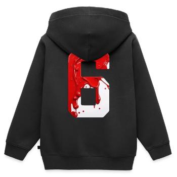 NR. 6 NUMMER 6 ROT WEIß 6. GEBURTSTAG - Kinder Premium Organic Zip Hoodie - Schwarz - Hinten - AI Model Kid Male (0cm)