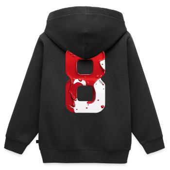 NR. 8 NUMMER 8 ROT WEIß 8. GEBURTSTAG - Kinder Premium Organic Zip Hoodie - Schwarz - Hinten - AI Model Kid Male (0cm)