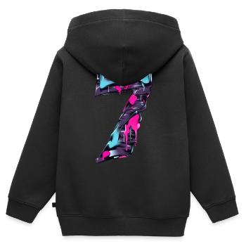 NR. 7 NUMMER 7 COOL 7. GEBURTSTAG - Kinder Premium Organic Zip Hoodie - Schwarz - Hinten - AI Model Kid Male (0cm)