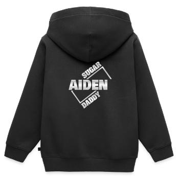 Cadeau pour Aiden - Sweat Premium à capuche zippé enfant bio - noir - Dos - AI Model Kid Male (0cm)