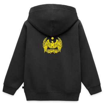 Romain Empire Romain Romain SPQP Polonia Pologne - Sweat Premium à capuche zippé enfant bio - noir - Dos - AI Model Kid Male (0cm)