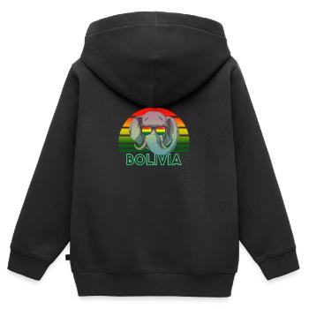 Bolivien - Kinder Premium Organic Zip Hoodie - Schwarz - Hinten - AI Model Kid Male (0cm)