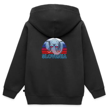 Slowenien - Kinder Premium Organic Zip Hoodie - Schwarz - Hinten - AI Model Kid Male (0cm)