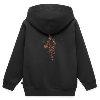 Athlète de basket- art abstrait dribble - Sweat Premium à capuche zippé enfant bio - noir - Dos - AI Model Kid Male (0cm)