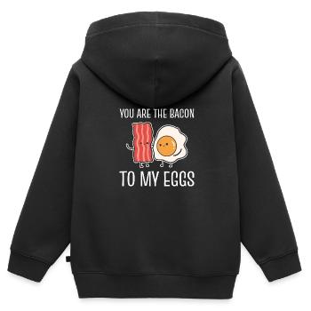Lard aux oeufs Les amateurs de bacon et d’oeufs poison - Sweat Premium à capuche zippé enfant bio - noir - Dos - AI Model Kid Male (0cm)