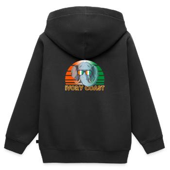 Ivory Coast - Kids Premium Organic Zip-up Hoodie - black - Back - AI Model Kid Male (0cm)