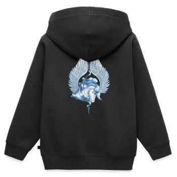 Pegasus 14 - Kinder Premium Organic Zip Hoodie - Schwarz - Hinten - AI Model Kid Male (0cm)