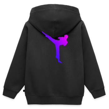 Kickboxing Kickboxer Femmes Kickboxing - Sweat Premium à capuche zippé enfant bio - noir - Dos - AI Model Kid Male (0cm)