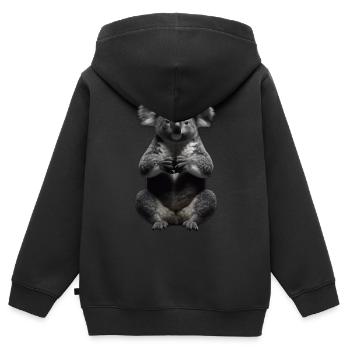 Koala en prière - Sweat Premium à capuche zippé enfant bio - noir - Dos - AI Model Kid Male (0cm)