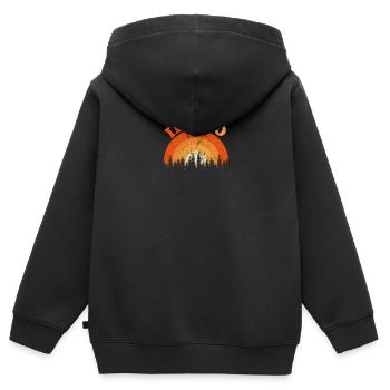 Vintage Idaho Fan rétro Cool coucher de soleil Wilderness - Sweat Premium à capuche zippé enfant bio - noir - Dos - AI Model Kid Male (0cm)