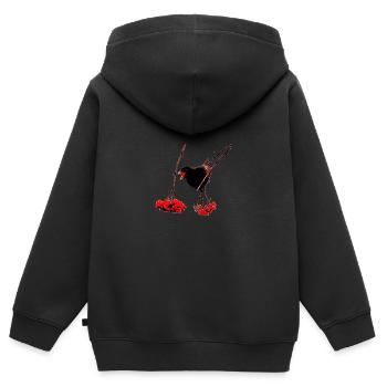 Amsel mit Vogelbeeren - Kinder Premium Organic Zip Hoodie - Schwarz - Hinten - AI Model Kid Male (0cm)