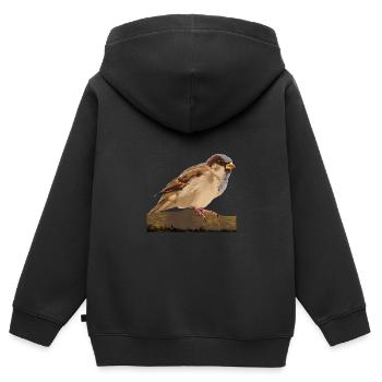 Moineau - Sweat Premium à capuche zippé enfant bio - noir - Dos - AI Model Kid Male (0cm)