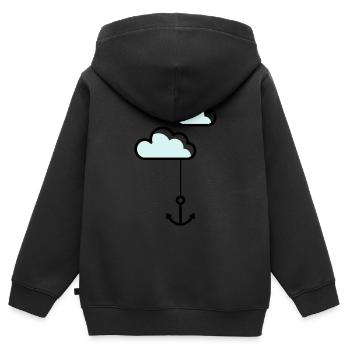 Anker mit Wolke - Kinder Premium Organic Zip Hoodie - Schwarz - Hinten - AI Model Kid Male (0cm)