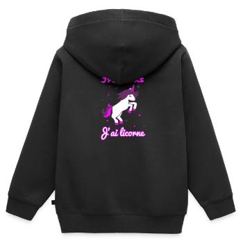 Ich kann nicht ich Einhorn - Kinder Premium Organic Zip Hoodie - Schwarz - Hinten - AI Model Kid Male (0cm)