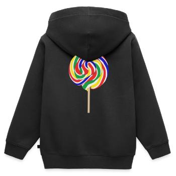 Bunter Lolli mit Stiel - Kinder Premium Organic Zip Hoodie - Schwarz - Hinten - AI Model Kid Male (0cm)