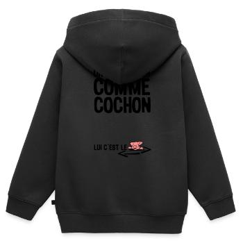 dick wie Diebe citation1 Begriff - Kinder Premium Organic Zip Hoodie - Schwarz - Hinten - AI Model Kid Male (0cm)