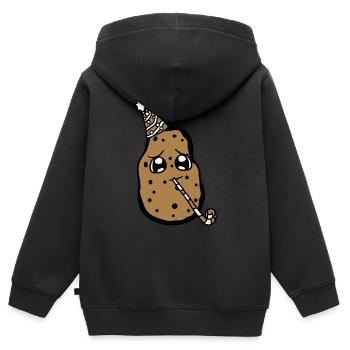 alleine einsam gesicht suess niedlich kleine gebur - Kinder Premium Organic Zip Hoodie - Schwarz - Hinten - AI Model Kid Male (0cm)