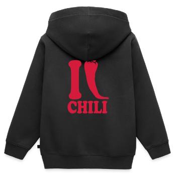 J'adore le Logo de Peperoni piments Chili - Sweat Premium à capuche zippé enfant bio - noir - Dos - AI Model Kid Male (0cm)