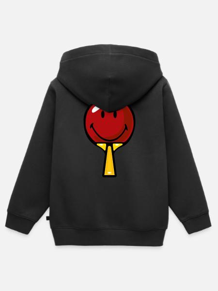 Smiley Table Tennis Racket - Kinder Premium Organic Zip Hoodie - Schwarz